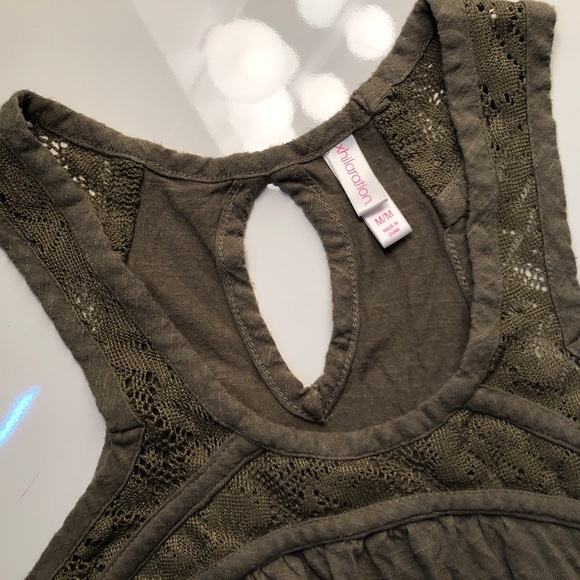 OLIVE GREEN FLOWY TANK - Picture 5 of 5